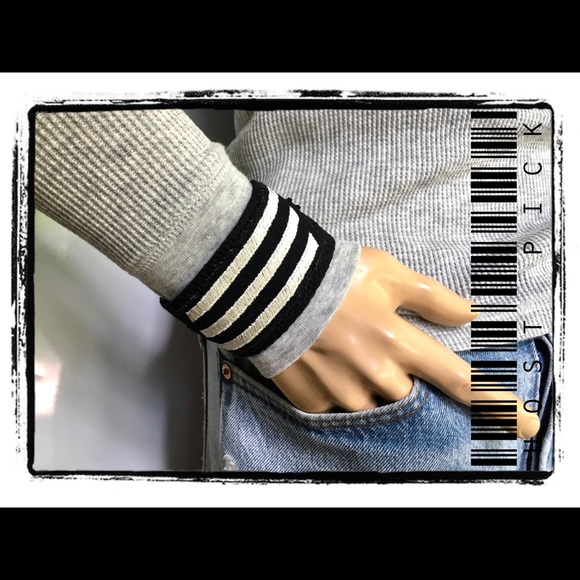 ๐บ๐ธ BLACK WHITE SERVICE STRIPES CUFF BRACELET๐บ๐ธ - Picture 6 of 6